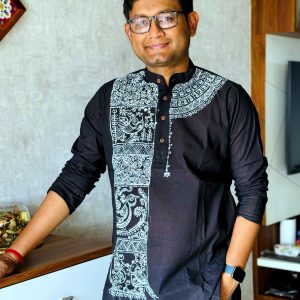 Hand Painted - Cotton Black Panjabi