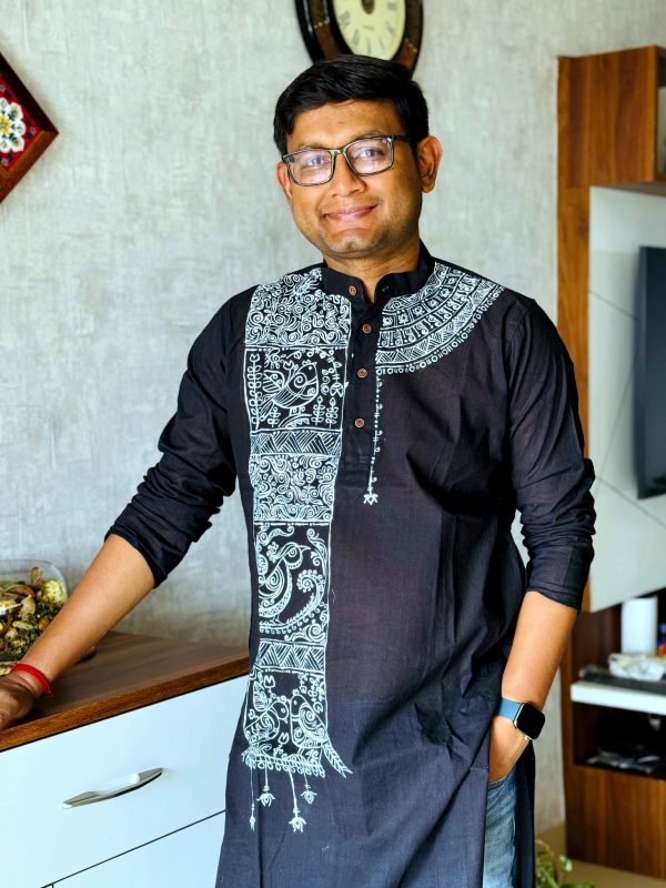 Hand Painted - Cotton Black Panjabi