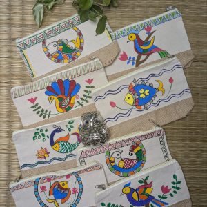 Hand Painted - Jute cotton purse