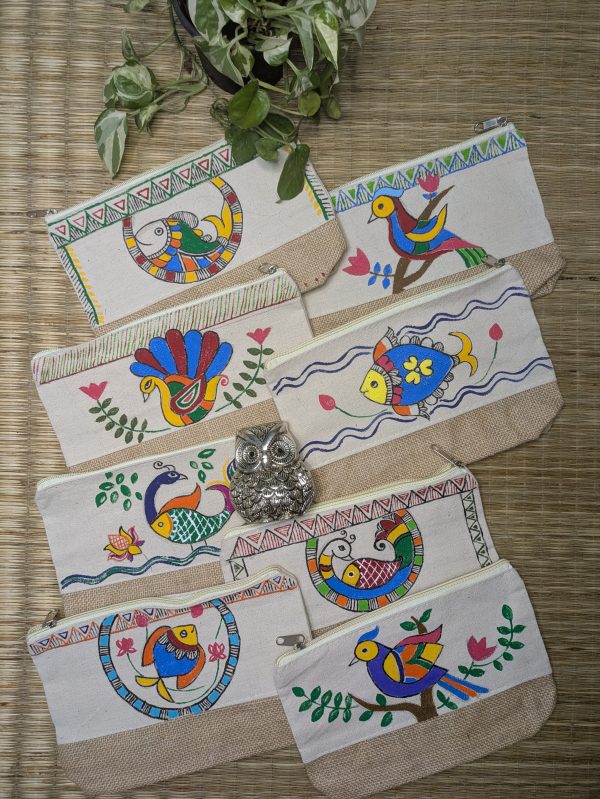 Hand Painted - Jute cotton purse
